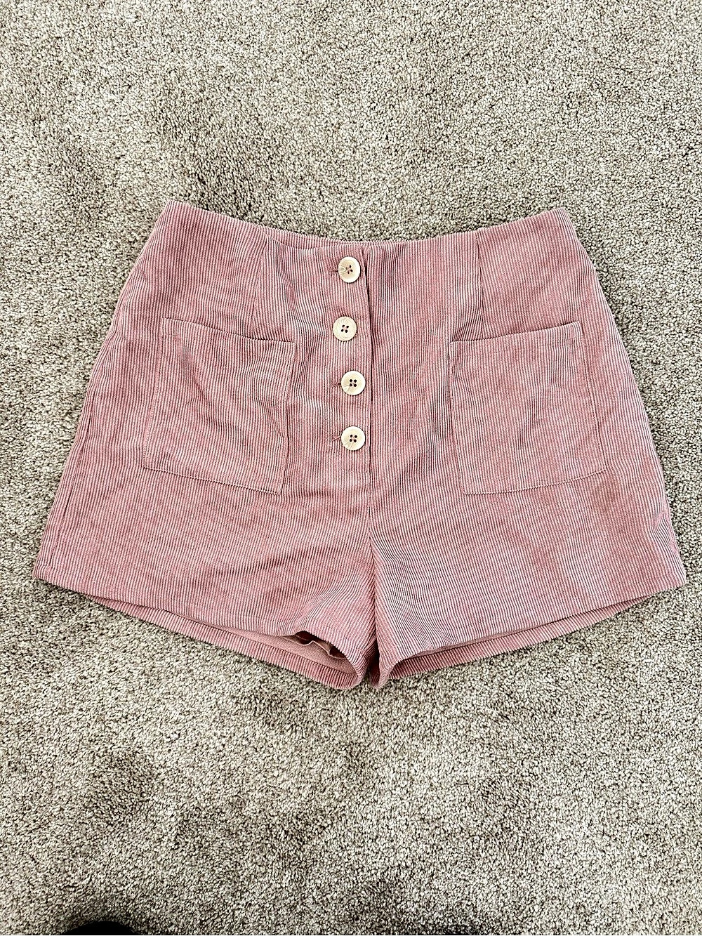 Lovers + Friends Corduroy Striped High-Waist Shorts in Pink Size Small
